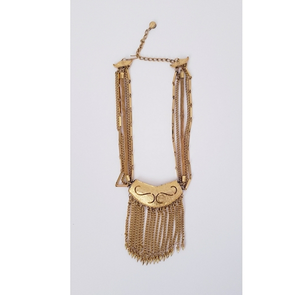 Vintage Estate TAN Signed By Cobayley Multi strand Stunning Fringe Necklace - Picture 2 of 3